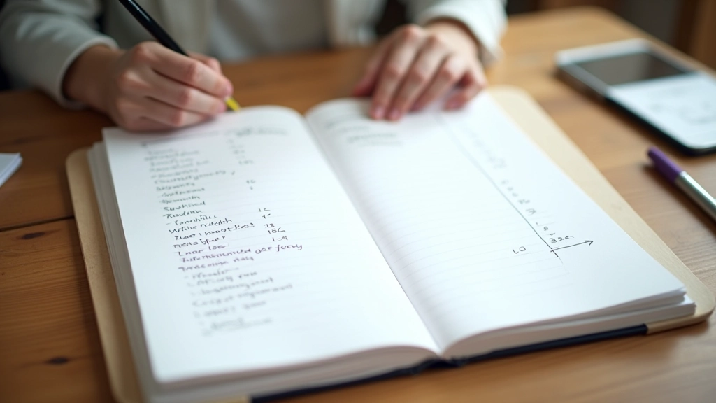 Open notebook with handwritten budget categories and expense tracking for school costs